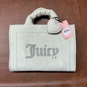 Juicy Couture Cream Tote with Rhinestone Logo